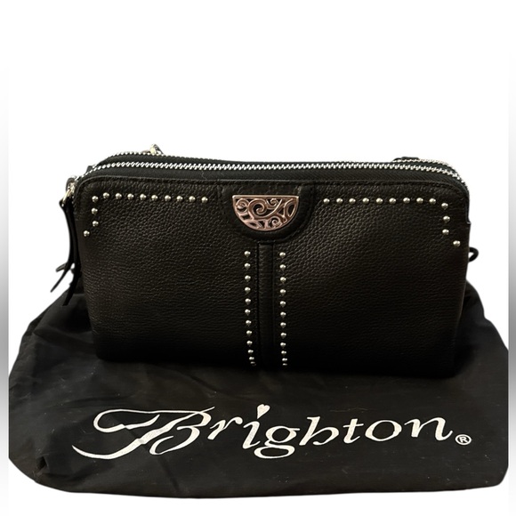 Brighton Black Leather Studded Women's Bag